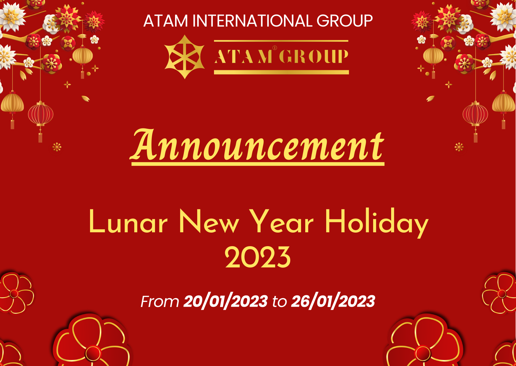 2023 Lunar New Year Holiday Announcement